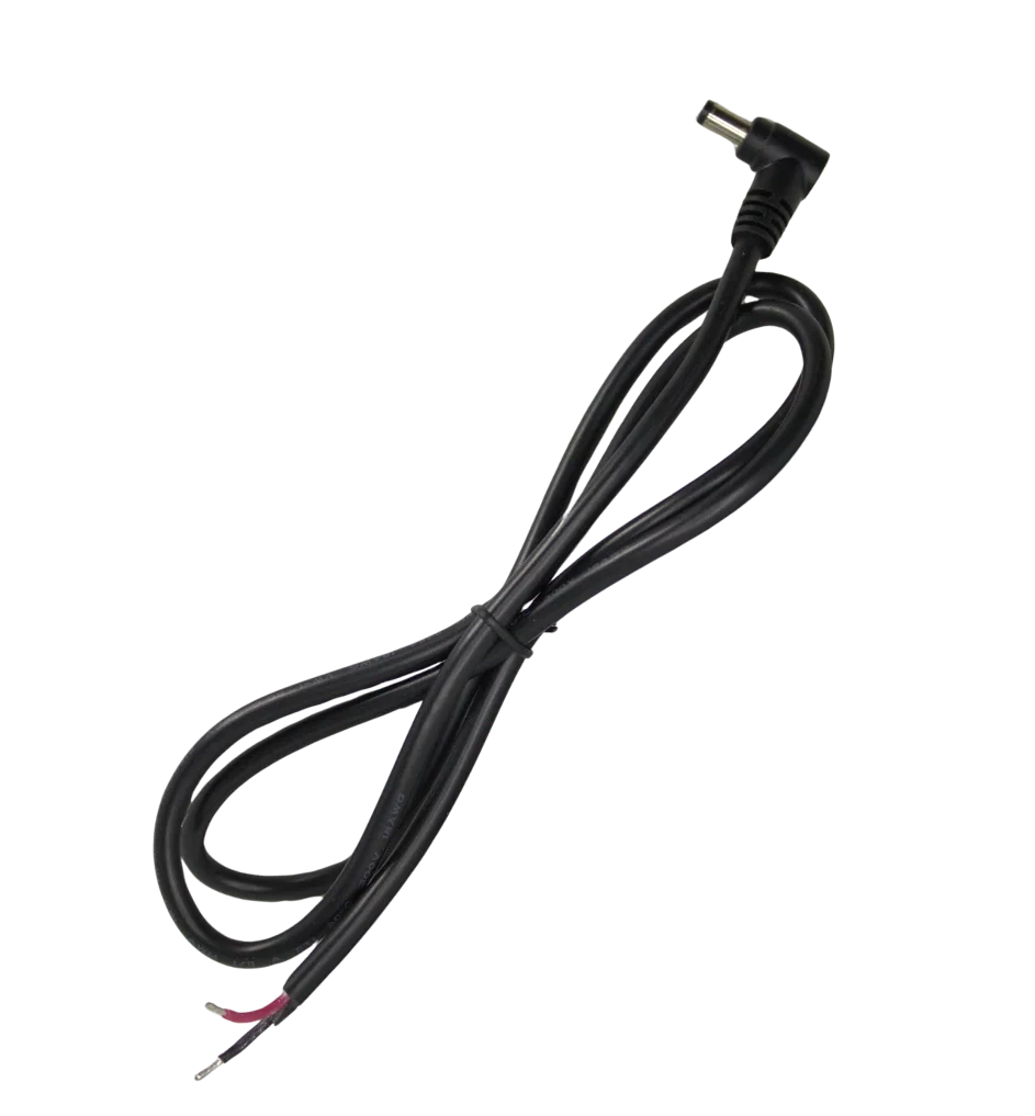 5.5 x 2.1mm 90 Degree Barrel Jack Male Pigtail 1 Meter 16 AWG